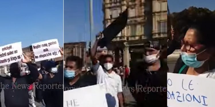 මහින්ද ඉතාලියේ සිටිද්දී පාස්කු ප්‍රහාරයට එරෙහිව ඉතාලියේ කළු කොඩි ඔසවා ලාංකිකයෝ දැක්වූ විරෝධය! (VIDEO)