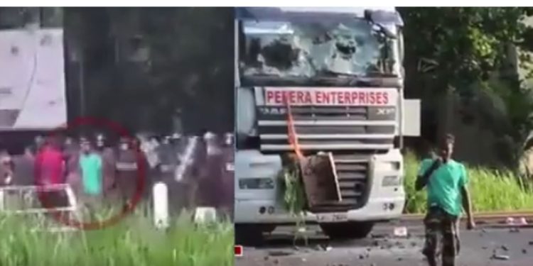 රඹුක්කන බවුසරයට ගිනි තියන්න හැදූ කොළ පාට ටීෂර්ට්කාරයා අල්ලයි!