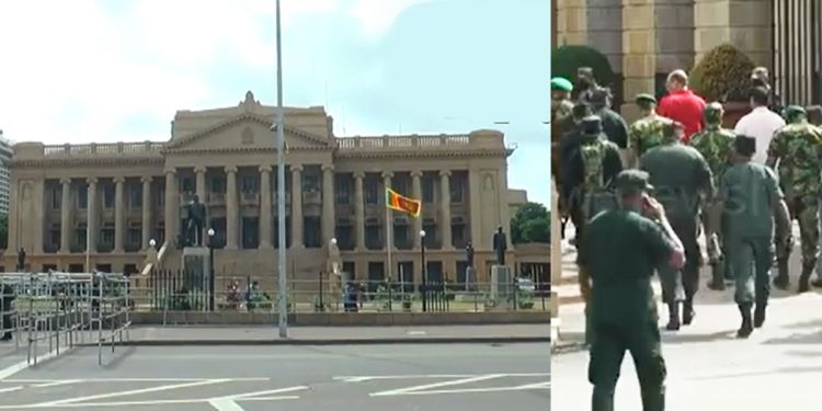 අල්ලාගත් ජනාධිපති ලේකම් කාර්යාලයට ආරක්ෂක ලේකම් – හමුදාපති ඇතුළු වෙයි ! (VIDEO)