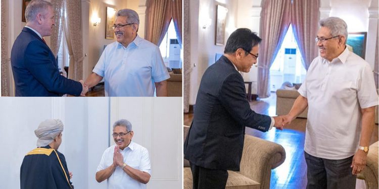 ජනාධිපතිතුමා විදෙස් තානාපතිවරුන් පෝලිමේ හමුවෙයි! රට අර්බූදයෙන් ගොඩගන්නා හැටි සාකච්ජා කරයි!