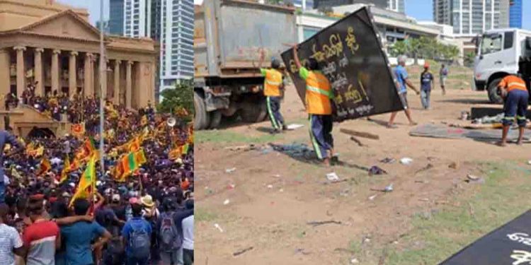 දහස් ගණන් එකතු වෙච්ච බිමේ පිරී තිබුණෙ හිස් දැන් කවුරුත් නොමැති වෙලේ ගෝල්ෆේස් බිමම හිස්…