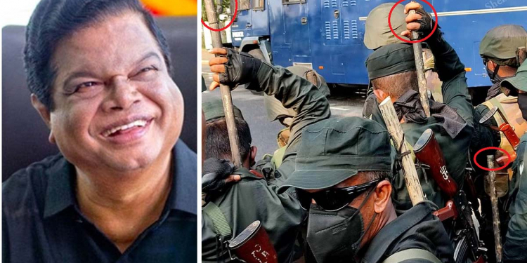 මාධ්‍යවේදියාගේ ප්‍රශ්නය:‍ සිසු විරෝධතා මර්දනය කරන්න ආ හමුදාවේ පොලු බළකාය ගැන මොකද කියන්නේ? බන්දුලගේ උත්තරය: අරගලය වෙලාවේ ගෙවල් ගිනි තියන කොට පොලිසිය බලාගෙන හිටියා! VIDEO