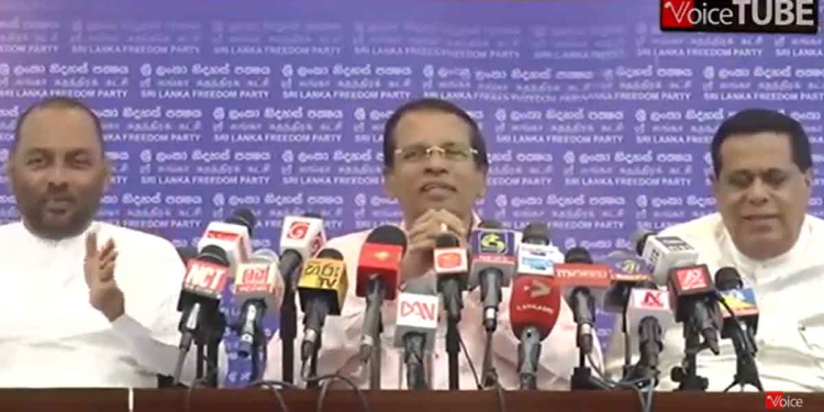 ඊයේ ආණ්ඩු පෙරළන්න මාධ්‍ය ඉස්සරහ කතා කරපු මෛත්‍රීපාල මෙන්න අද ආණ්ඩුවේ ඇමැතිකම් කරන නිමල් සිරිපාලවයි අමරවීරවයි දෙපැත්තේ තියාගෙන වෙනම කතාවක් කරයි! VIDEO I Sri Lanka Latest News