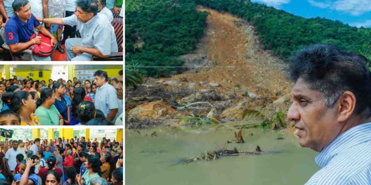 කිසිම  නායකයෙක් නොගිය හිරියාලේ පුදුක්කුලම නාය බලන්න විපක්ෂනායක සජිත් යයි! අවතැන්වූවන් රැඳී සිටින පන්ලියද්දි පන්සලටත් යයි! ‘දුක් සැප කුමන්දා… අසන නයුවෝ වෙන කොයින්දා…? VIDEO & PHOTOS I Sri Lanka Latest News